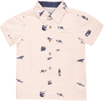 YOUNG BIRDS Baby Boys Printed Casual Pink Shirt