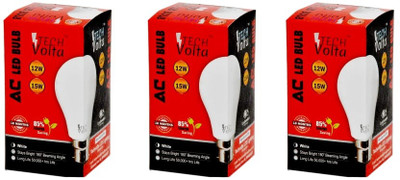 Techvolta 12 W Basic Round B22 LED Bulb(White, Pack of 3)