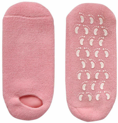 BOLDNYOUNG Spa Moisturizing Gel Socks for Dry Feet and Ankles Foot Support(Pink)