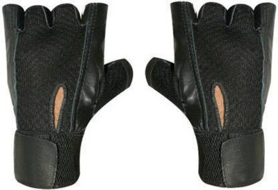 HMFURRYS FINEST LEATHER PADDING Gym Gloves for men and women (102_Black) Gym & Fitness Gloves(Black)