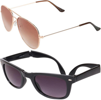 IMPAVID Aviator Sunglasses(For Men & Women, Brown, Grey)