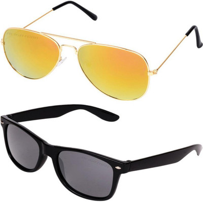 IMPAVID Aviator, Wayfarer Sunglasses(For Men & Women, Yellow, Black)