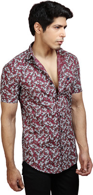 ARCADIAN THREADS Men Printed Casual Maroon Shirt