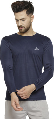 Cruister Solid Men Round Neck Dark Blue T-Shirt