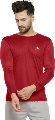Cruister Solid Men Round Neck Maroon T-Shirt