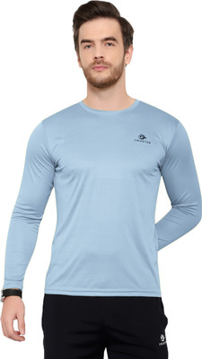 Cruister Solid Men Round Neck Light Blue T-Shirt