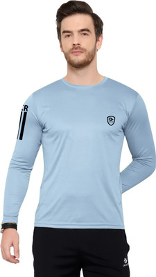 Cruister Solid Men Round Neck Light Blue T-Shirt