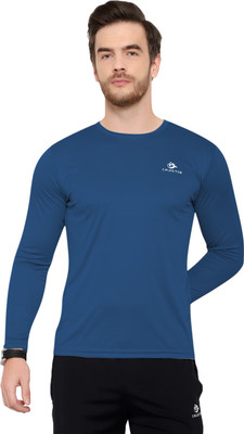 Cruister Solid Men Round Neck Blue T-Shirt