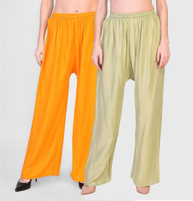 farukhi creation Flared Women Yellow, Green Trousers