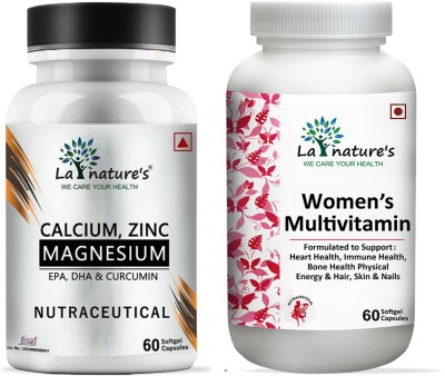 La Natures Calcium, Zinc Magnesium Biotin & Vitamin D3 + Women's Multivitamin | Combo(120 Capsules)