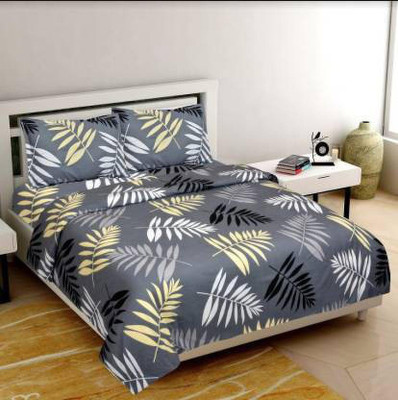 Manish Creation 180 TC Polycotton Double Printed Flat Bedsheet(Pack of 1, Grey)
