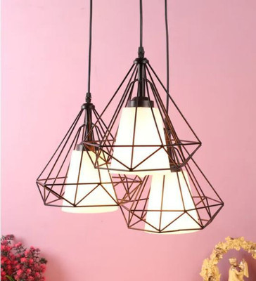 GENREE Diamond White Cluster Hanging Lights/ Pendant Light/ Ceiling Light for Decor Chandelier Ceiling Lamp(Black)