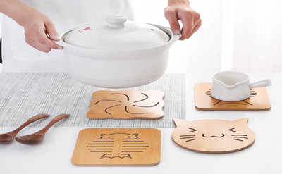 SHIDHMI Square Reversible Wood Coaster Set(Pack of 4)