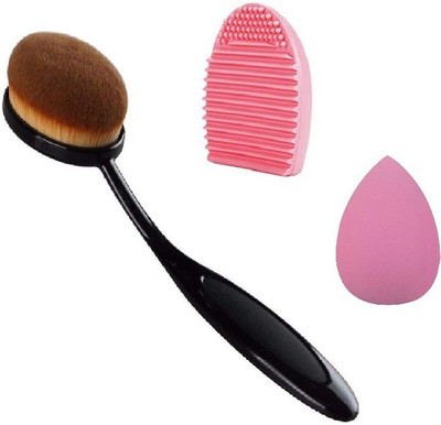 GFSU Fiber Bristle Makeup Brush With Blender Sponge and Brush Cleaner Combo(3 Items in the set)