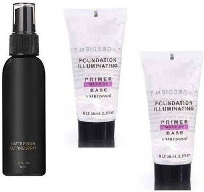 MYEONG BRIDAL MAKEUP KIT, PERFECT PROFESSIONAL REVOLUTIONARY MAKEUP COMBO SUPER QUALITY MATTE FIXER THE MATTE MAKEUP FIXER LONG LASTING AND HYDRATING FACE SPRAY AND FACE PRIMER FOUNDATION ILLUMINATING(3 Items in the set)