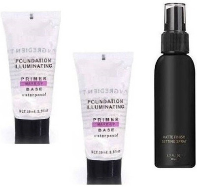 MYEONG COMBO OF ILLUMINATING WATER PROOF PRIMER WITH MATTE MAKE UP FIXER LONG LASTING MAKE UP(3 Items in the set)