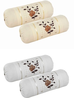 Outlay Home Cotton Bolsters Cover(Pack of 4, 41 cm*81 cm, Peach, White)