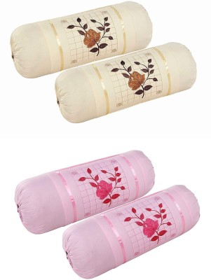 Outlay Home Cotton Bolsters Cover(Pack of 4, 41 cm*81 cm, Peach, Pink)