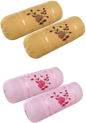 Outlay Home Cotton Bolsters Cover(Pack of 4, 41 cm*81 cm, Beige, Pink)