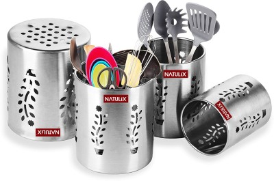 NATULIX Empty Cutlery Holder Case(Silver  Holds 4 Pieces)