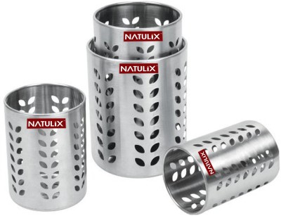 NATULIX Empty Cutlery Holder Case(Silver  Holds 4 Pieces)