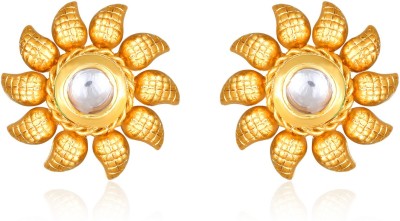 VIGHNAHARTA Vighnaharta Florida Gold Plated Polki Stone studded alloy Stud Earring for Women and Girls- (VFJ1467ERG-WHITE) Crystal, Pearl Copper, Alloy Stud Earring