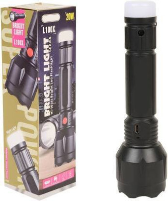 ECOSKY 20W Brite light flashlight with 2 modes High watt bright led flashlight Torch(Black, 17 cm, Rechargeable)