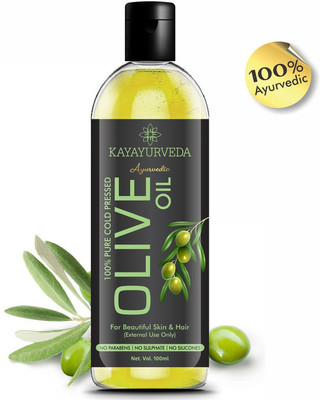 KAYAYURVEDA Cold Pressed Olive Oil for Skin, Hair & Lips | For Strong Healthy Hair and Shiny Skin Hair Oil(100 ml)