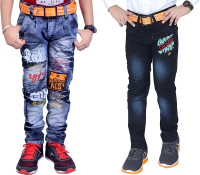 Kundan Regular Boys Blue, Black Jeans(Pack of 2)