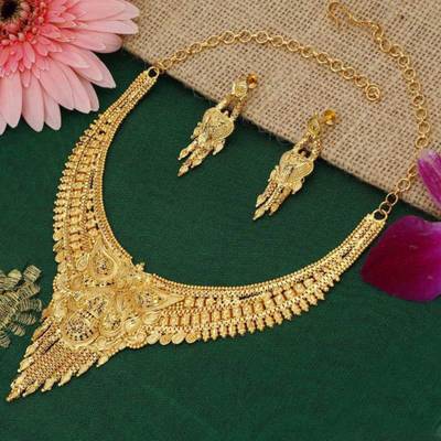 Sk Imitation Brass Alloy Gold plated Gold Jewellery Set Price