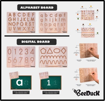 BeeDuck 4 IN 2 Combo Learning & Educational Wooden Board | Capital Word 