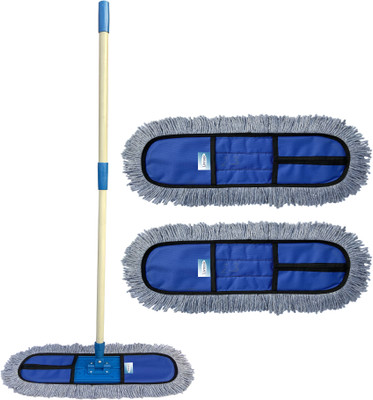 Livronic Wet and Dry Cotton pad Flat Floor 4 Feet Handle with 2 Refill Extra Wet & Dry Mop(Multicolor)