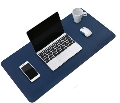 SHIDHMI Leather Desk Pad Office Desk Mat Waterproof Black, Smooth PU Leather Large Mouse Pad and Writing Surface, Laptop & Desks Protector – Navy Blue + Orange (60 X 30 CM) Mousepad(Navy Blue + Orange)