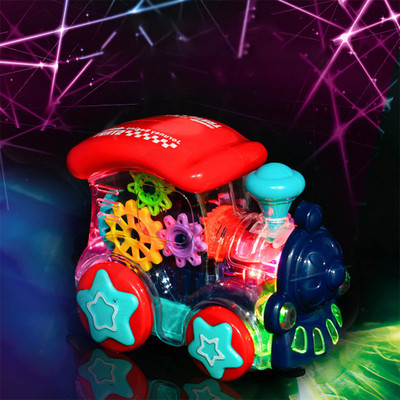 Toyvala Charming Concept 3D Transparent Train Engine Bump & Go Toy for Kids With Electric Universal Wheel Live Mechanical Gear/360 Degree Rotation with Cool Light & Sound Effect/ Ideal Christmas Birthday Gifts (NO.0715)(Multicolor)