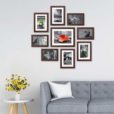 CDM Wood Wall Photo Frame(Brown, 9 Photo(s), 10x8-1M 6x8-4M 5x7-4)