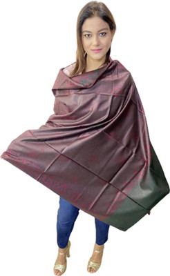 manra Wool Self Design Women Shawl(Purple)