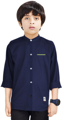MADE IN THE SHADE Boys Solid Casual Dark Blue Shirt