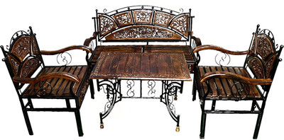 Smarts collection Royal look Wood & Wrought Iron Patio set Leatherette 2 + 1 + 1 Sofa Set(Set of 4, DIY(Do-It-Yourself)) Smarts collection Royal look Wood & Wrought Iron Patio set Leatherette 2 + 1 + 1 Sofa Set(Set of 4, DIY(Do-It-Yourself))