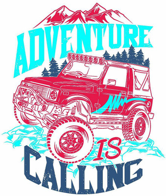 KREEPO 25 cm ADVENTURE IS CALLING Attractive trendy for decal car sticker02 back window, sides, multicolor size (25X29)cm Self Adhesive Sticker(Pack of 1)