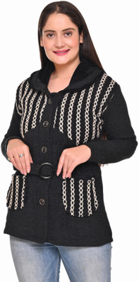 PIPASA WOMEN Woven Round Neck Casual Women Black, Beige Sweater