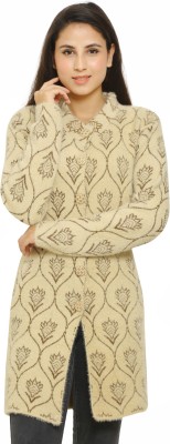 chatanya Printed Round Neck Casual Women Beige Sweater