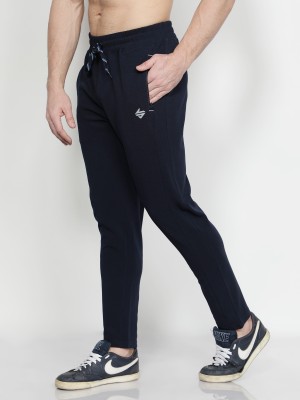 John Ally Solid Men Blue Track Pants