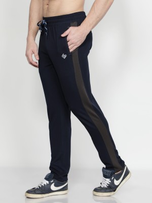 John Ally Striped Men Blue Track Pants