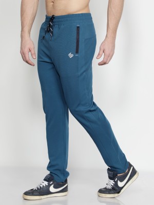 John Ally Solid Men Blue Track Pants