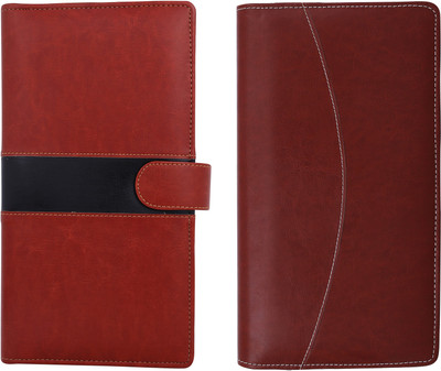 Gking Combo Set of Two Brown & Tan Leatherite Cheque Book Holder/Document holder(Tan)