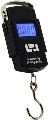 Qozent Portable Weighing Scale- 50Kg Portable Electronic Digital LCD Pocket Weighing Hanging Scale For Travel Luggage Weight Machine L/35/AQ Luggage Weighing Scale(Black)