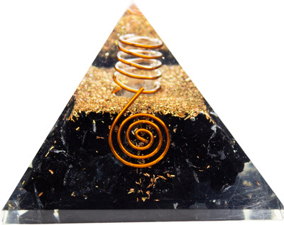 Your Spiritual Revolution Black Tourmaline Orgone Energy Pyramid with Healing Crystal Quartz Point EMF Protection Chakra Balancing Crystal Yantra(Pack of 1)