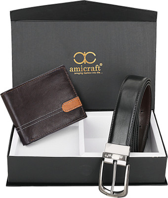 Amicraft Wallet & Belt Combo(Black)