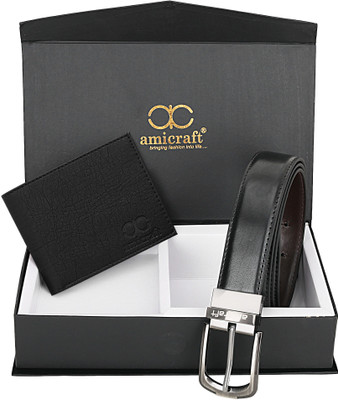 Amicraft Wallet & Belt Combo(Black)