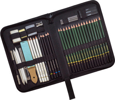 Definite Art 42 Pcs Sketching and Drawing Professional Art Tool Kit Set with Black Zippered Carrying Case.
